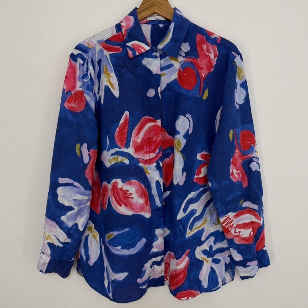 Aritzia Babaton Women's Tahoma Linen Button Down Blouse Size Small